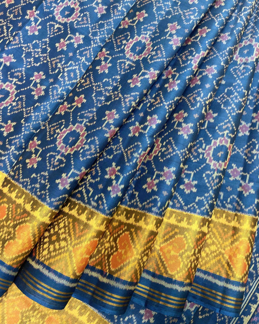 Turquoise Navratan Designer Patola Saree - SindhoiPatolaArt
