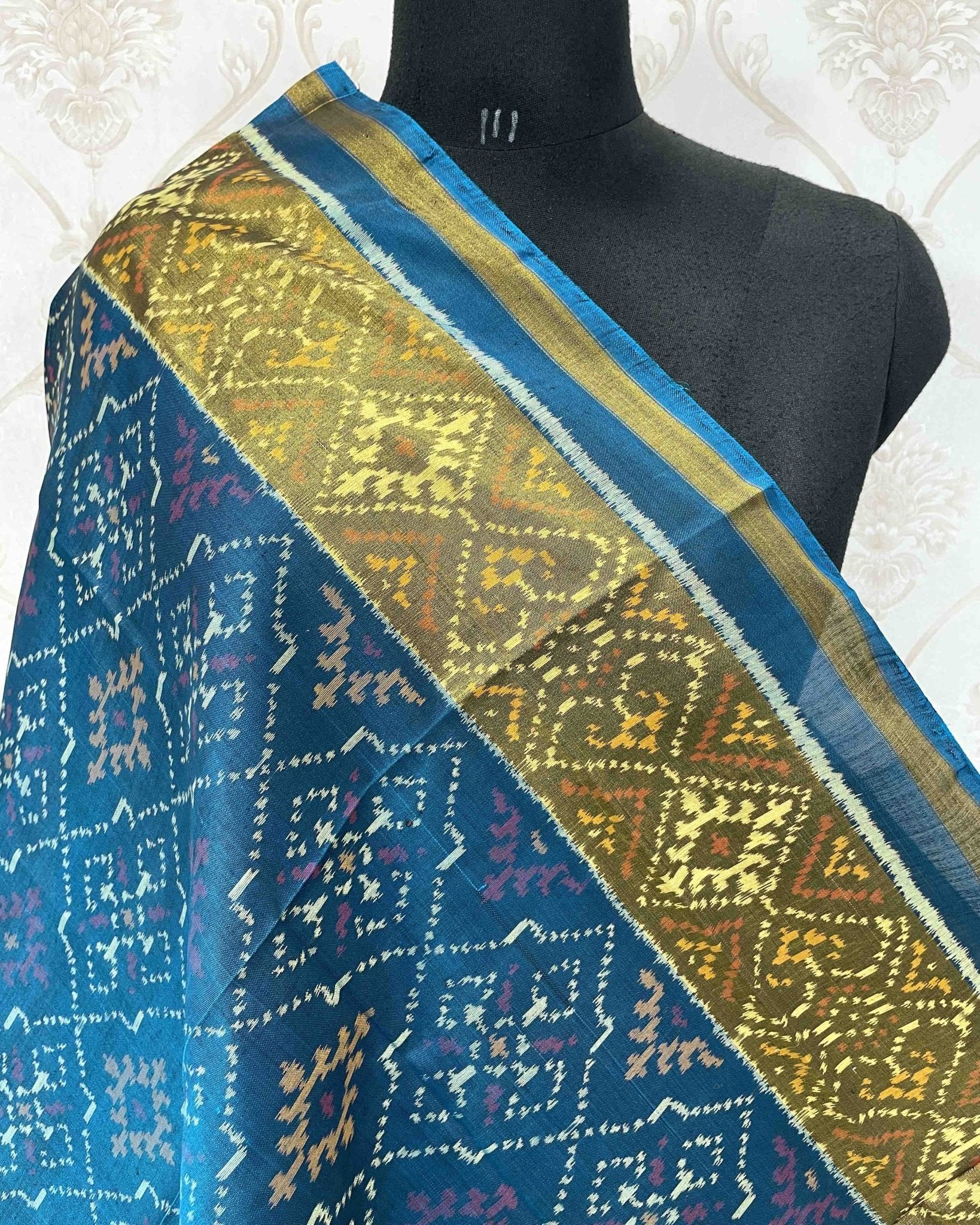 Turquoise Panchanda Designer Patola Dupatta - SindhoiPatolaArt