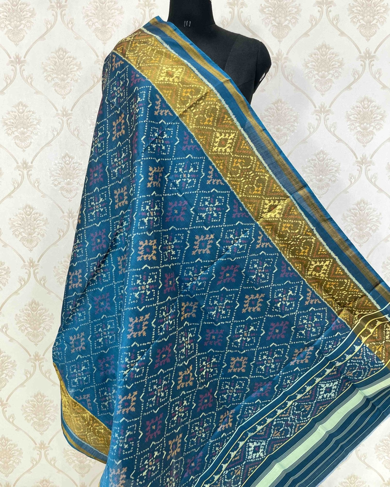 Turquoise Panchanda Designer Patola Dupatta - SindhoiPatolaArt